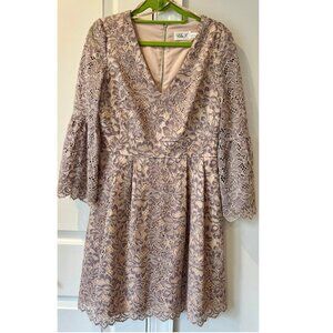 Eliza J Fit-And-Flare Dress - Grey/Blush, Size 6